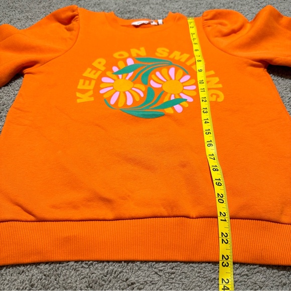 NAF NAF Paris Orange “Keep on Smiling” Flowers Sweater, Medium - Picture 4 of 7
